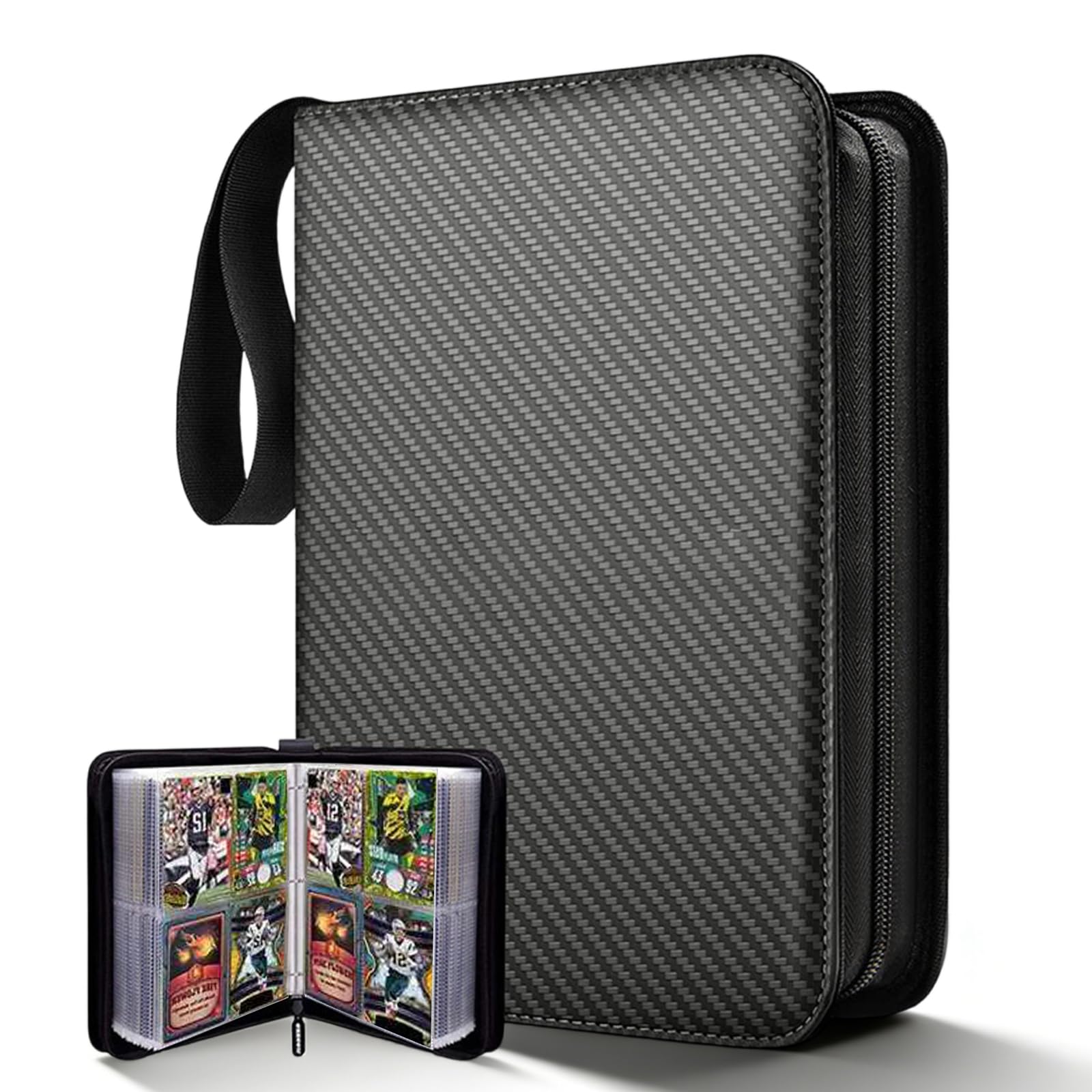 Trading Card Binder, Top Loader Binder 4 Pocket 50 Pages 400 Cards Capacity, Waterproof PU Pokemon Card Folder for Mtg, Tcg, Sports Cards, Game Cards
