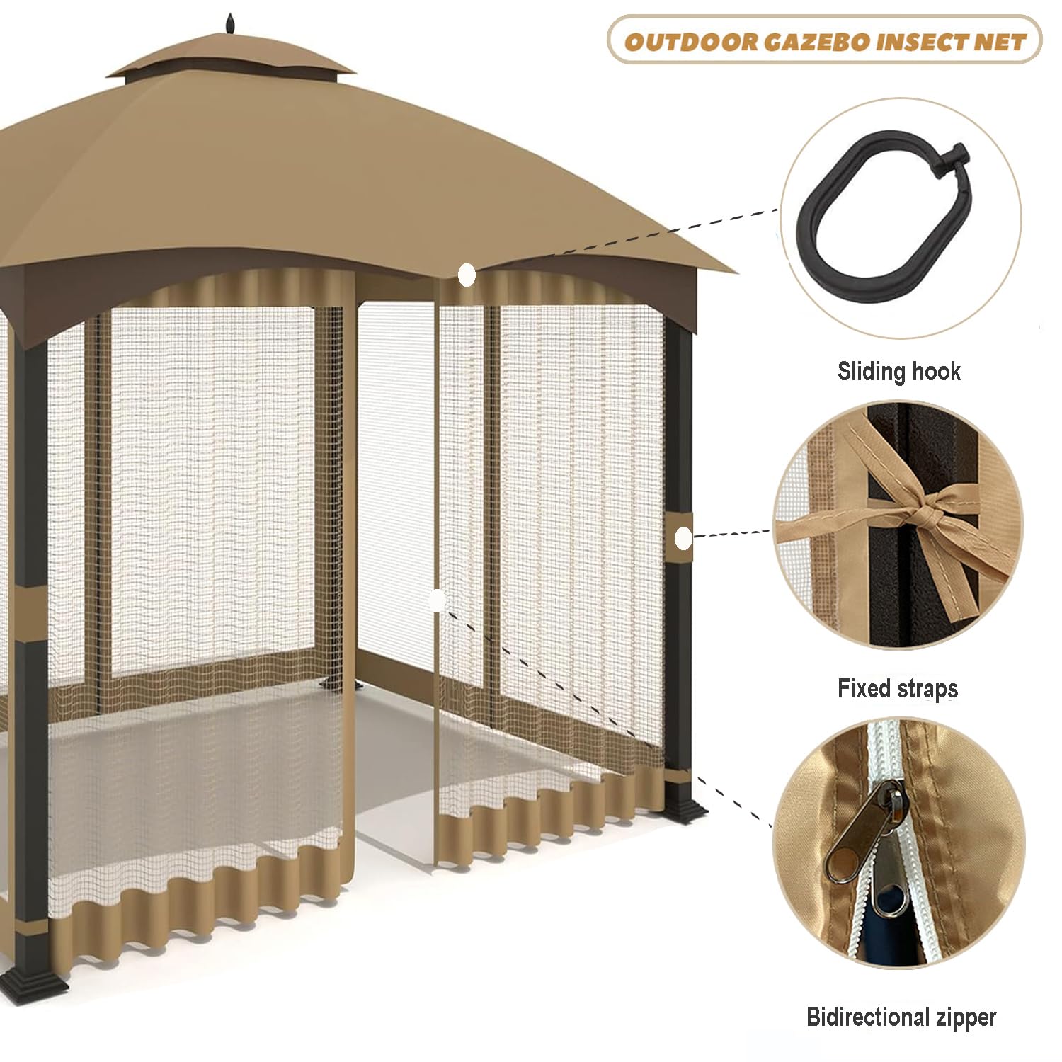 Moustiquaire de Remplacement Universelle pour Gazebo