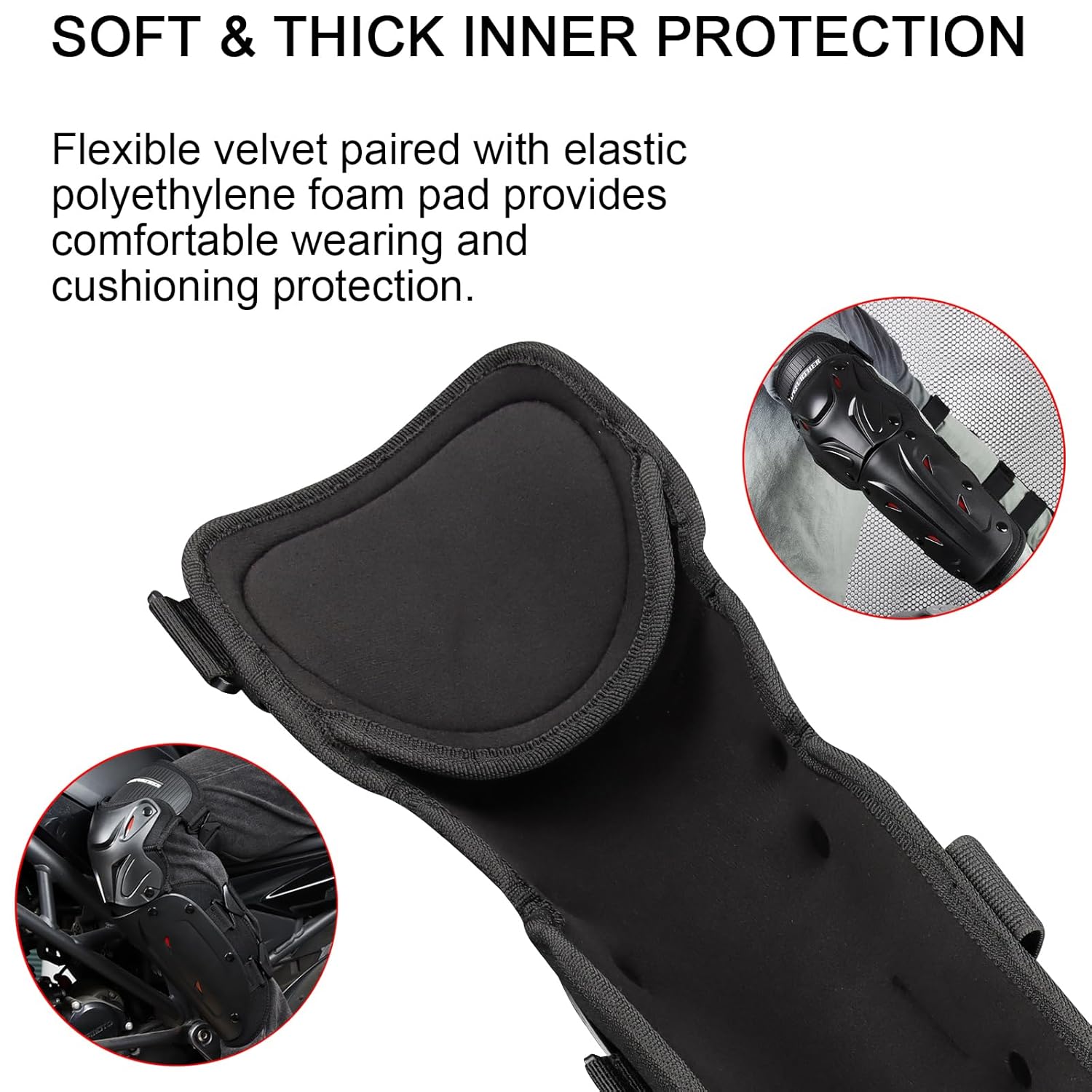 Motorcycle Off-Road Knee and Elbow Protective Gear Set, Motorcycle Knee Pad for Adults, Motorcycle Gear for Men with Three-Section Design, Widen Side Wing Design Knee and Shin Protector - Image 4