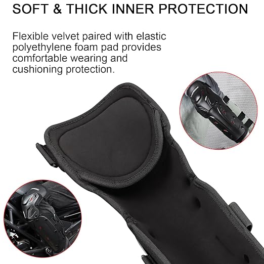 Set de coderas para motocicleta para adultos, protector de rodilla y espinilla, negro, 4 piezas miniatura 5