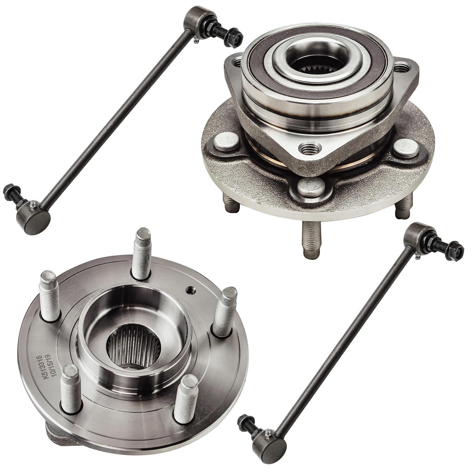 Detroit Axle - 4pc Front Wheel Bearing Hubs Kit for 2011-2015 Chevy Volt