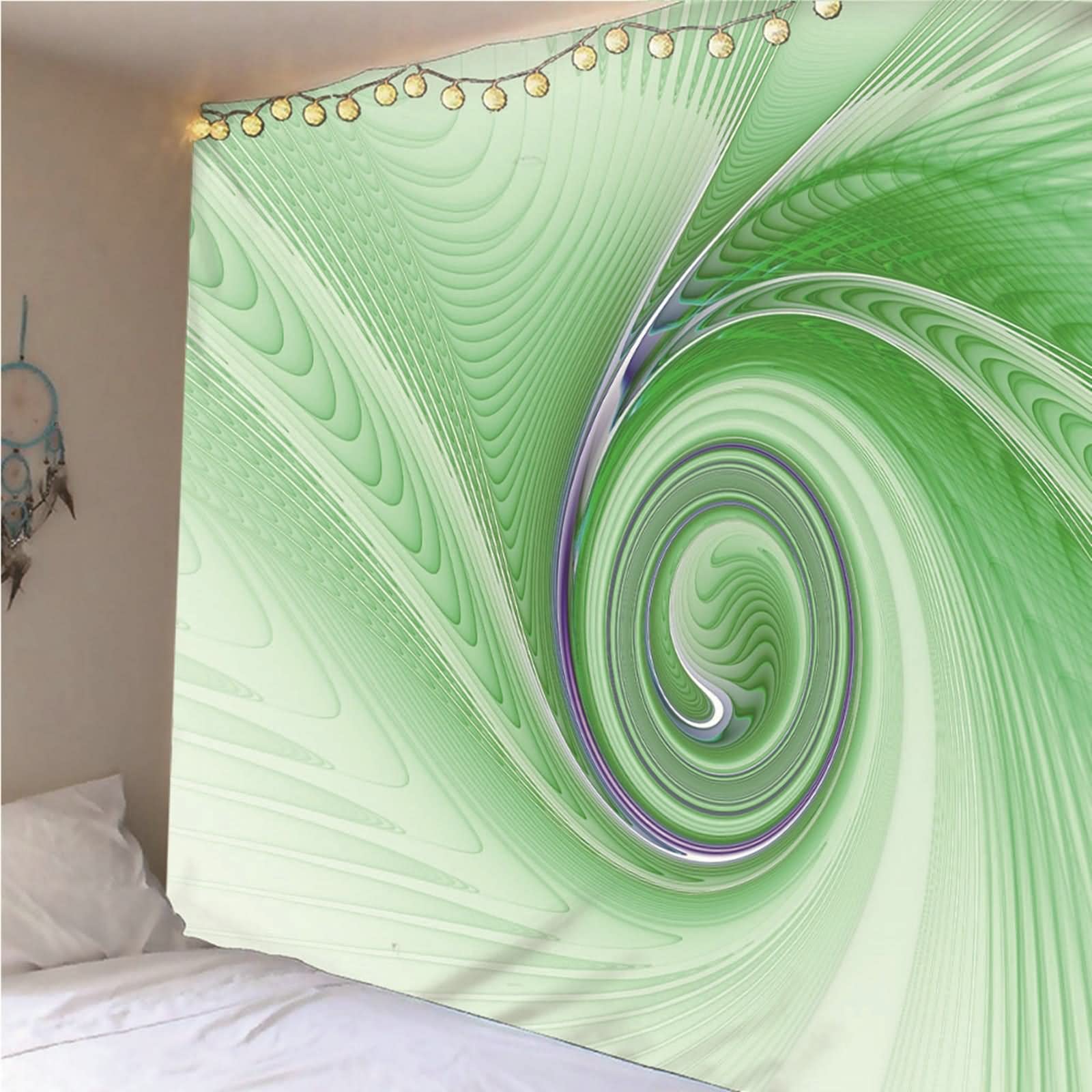 Tapices de Pared Navidad, Objetos Decoración Pared Patrón de Espiral Cian Degradado Poliéster Cian Degradado 150x130CM