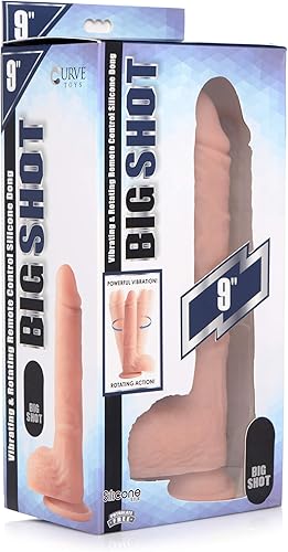 Miniatura 4 de Consolador de silicona con control remoto vibratorio y giratorio con bolas - 9 pulgadas