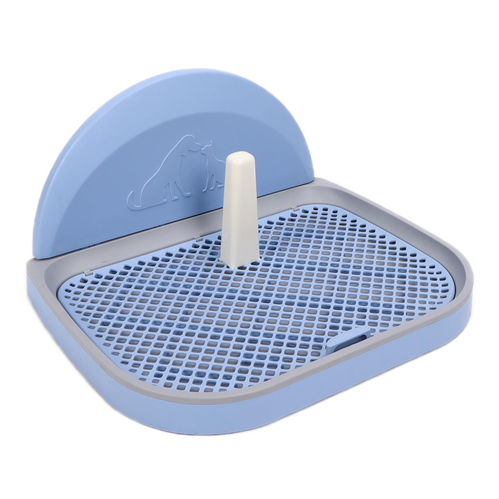 AMONIDA Inodoro para Mascotas, Bandeja Portátil de Malla para Orinal para Perros con Poste Extraíble para Perros Pequeños y Gatos, Plástico Fácil de Limpiar, 22,4 Pulgadas X 17,7 Pulgadas (cielo azul)
