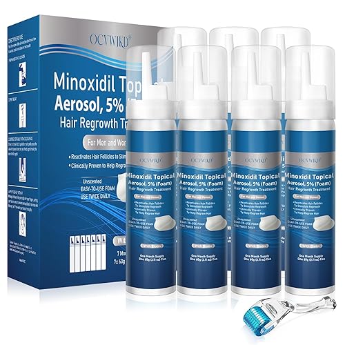 Espuma de minoxidil al 5%, infusión de biotina, unisex, para adultos, tratamiento para el crecimiento del cabello, sin perfume, espuma, 14.77 onzas,