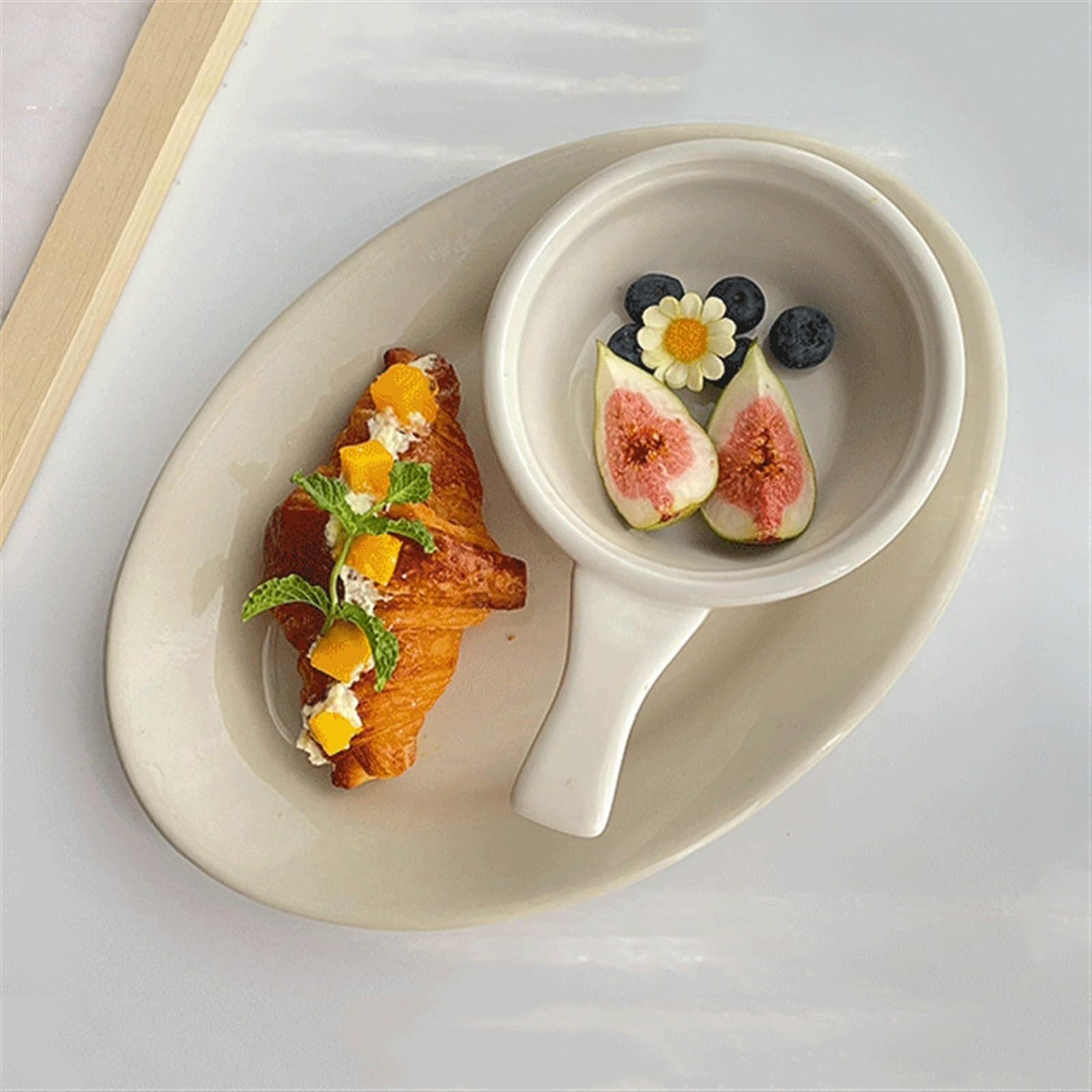 Talerze ceramiczny talerz obiadowy owalny talerz obiadowy talerz deserowy talerz na owoce talerz sałatkowy dom restauracja kawiarnia płaski ryż białe talerze obiadowe (M)