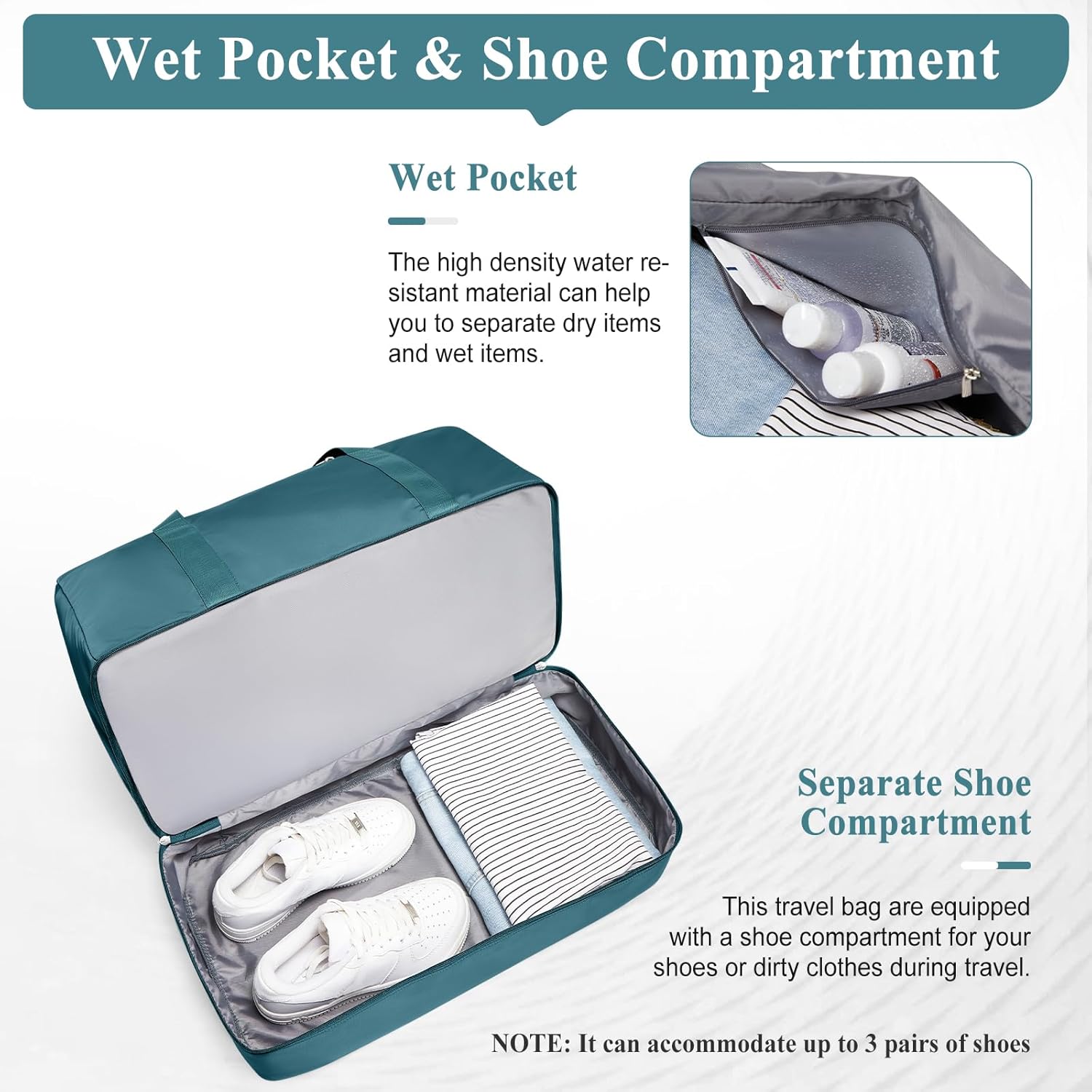 Extra Large Travel Duffle Bag,Carry on Overnight Weekend Bag with Shoes Compartment,Weekender Bags for Women for Travel Business Trips Sport Hospital - Image 5