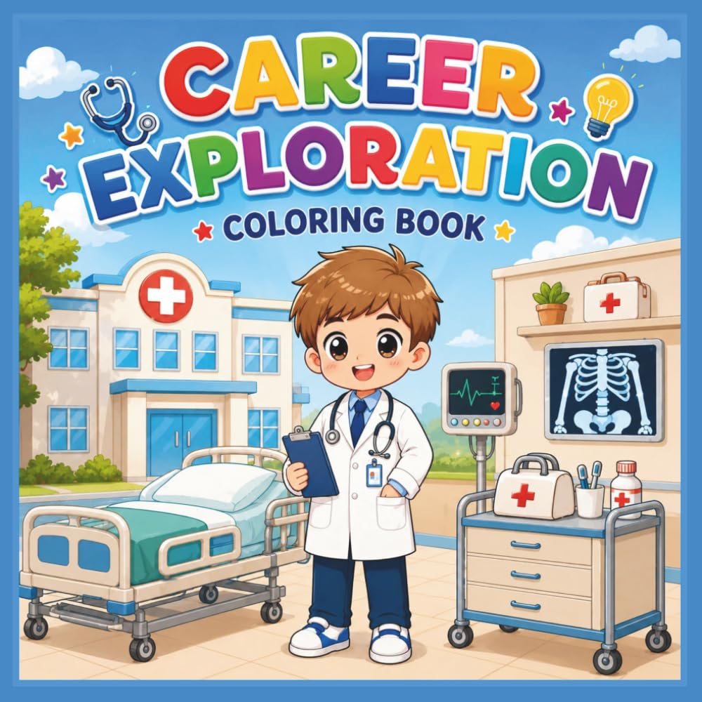 Career Exploration Coloring Book for Kids: Cute Community Helper Careers, Big-Eyed Characters, Bold & Easy Line Art, Fun Occupation Coloring Pages for ... Kindergarten & Early Elementary for Ages 3–8