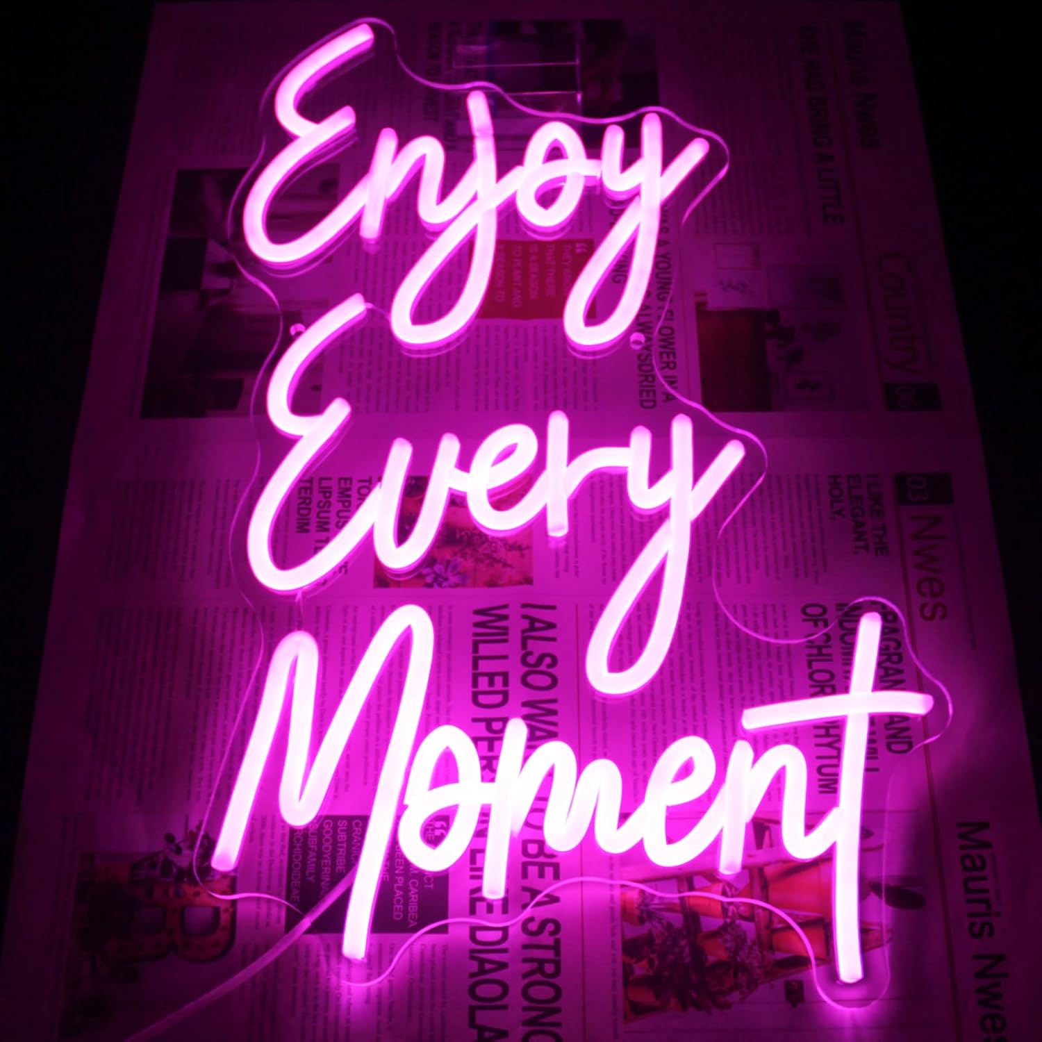 Enjoy Every Moment Neon Sign Pink Letter LED Sign Words Neon Light Up Sign Enjoy Neon Signs for Wall Decor LED Neon Lights Signs for Bedroom Bar Restaurant Salon Party Decor - Image 6