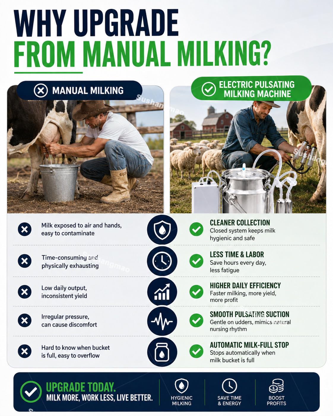 Mungitrice Elettrica 5L/10L per Mucche e Pecore 10L-Cattle | Batteria 5200mAh Senza Fili e Rete, Valvola a Galleggiante Auto-Stop e Secchio Inox per Piccole Fattorie