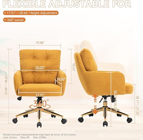 Miniatura 2 de Silla de oficina de tela de felpa, cómodas sillas de escritorio de oficina en casa con soporte lumbar, silla de escritorio moderna de tela de felpa