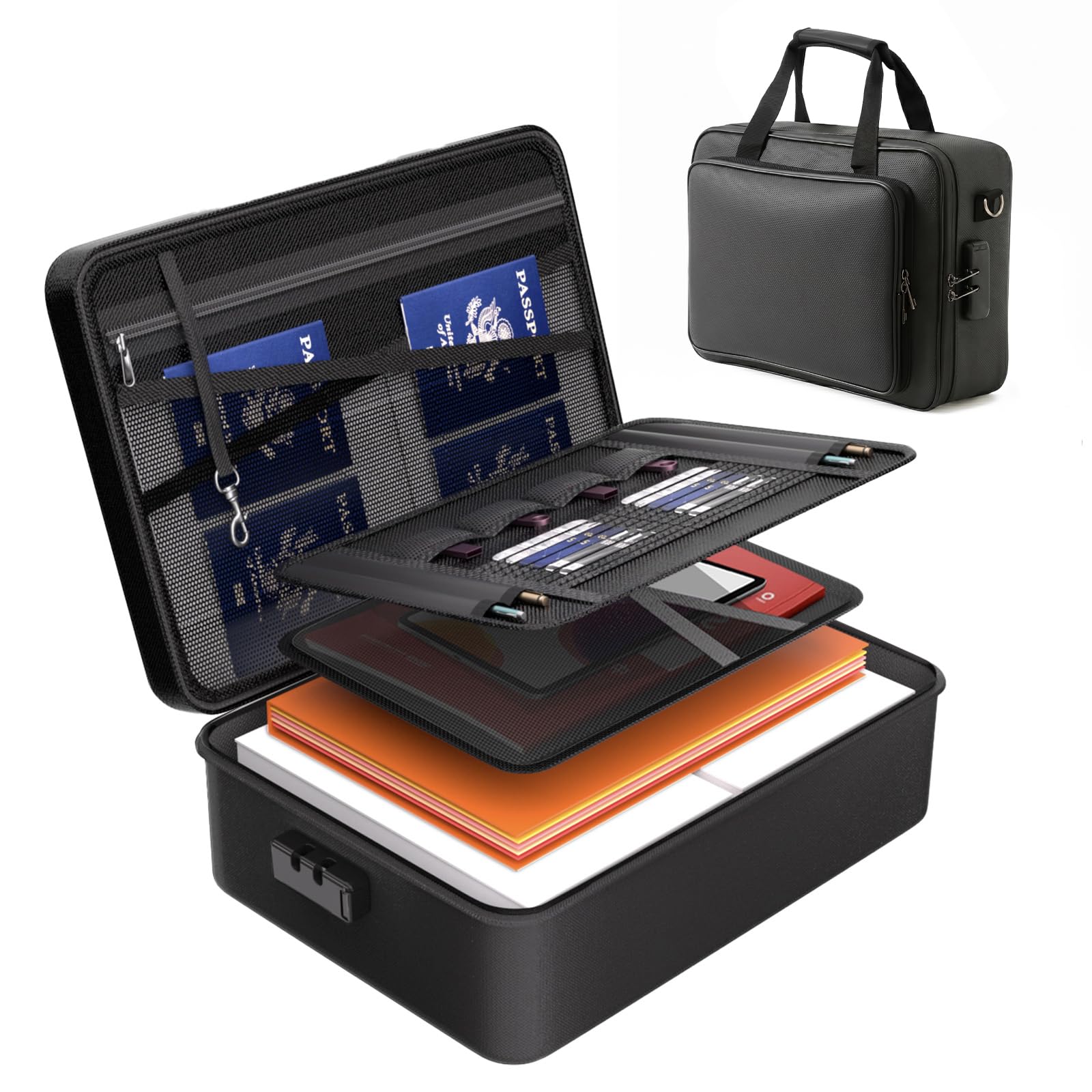 2025 Latest Model, 5200°F Fireproof Document Box, Important Document Organizer, Document Safe Box Fireproof Waterproof-image-11