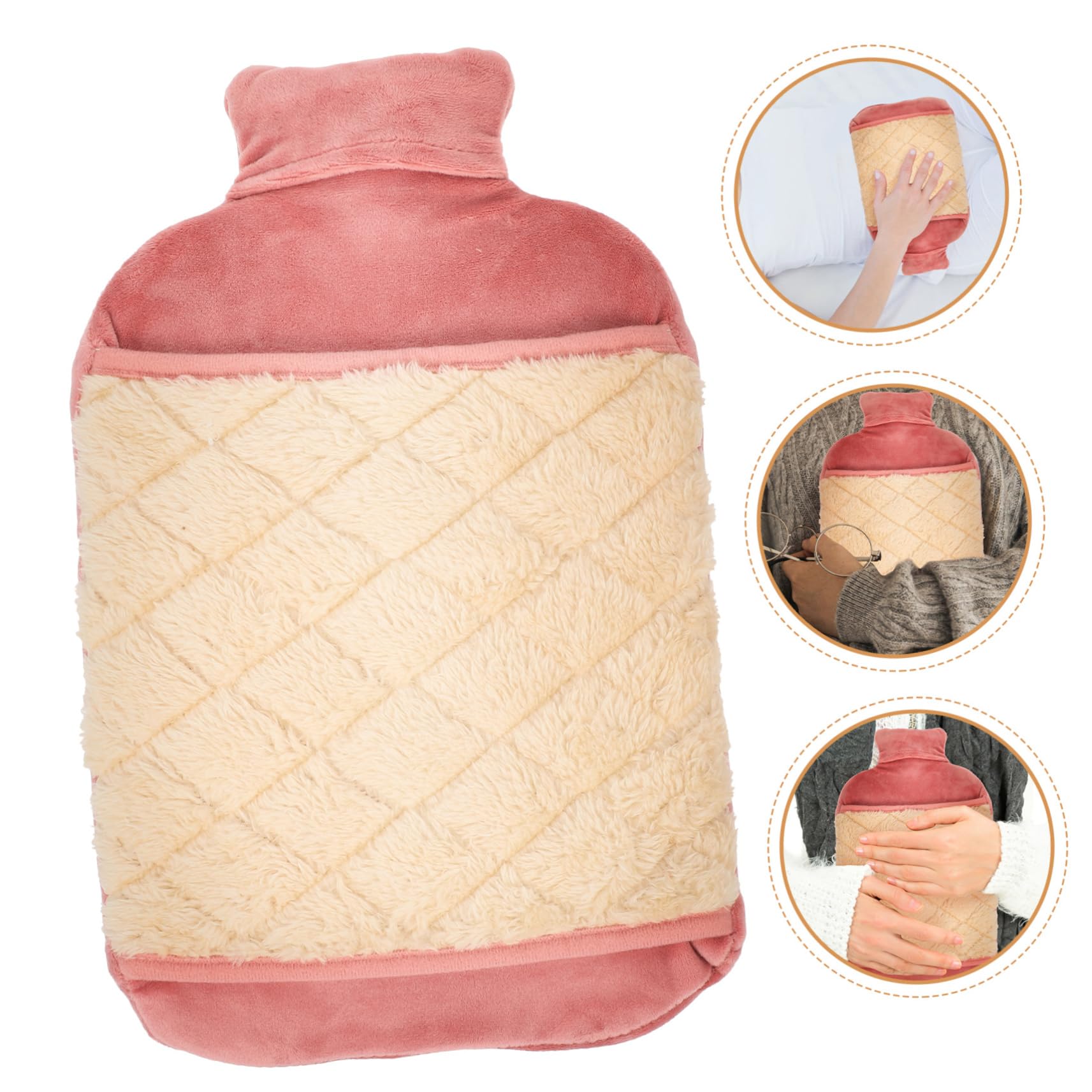 IWOWHERO Portable Thick Hot Water Bottle with Cute Cover Winter Accessory for Menstrual Cramps Muscle Relief and Joint Versatile Water Filled Heating Bag Random Colors