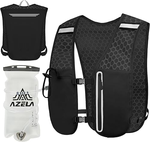 Chaleco de correr para mujeres y hombres con bolsa de agua de 1.5 L, malla ligera, transpirable, resistente al sudor, correas ajustables en la