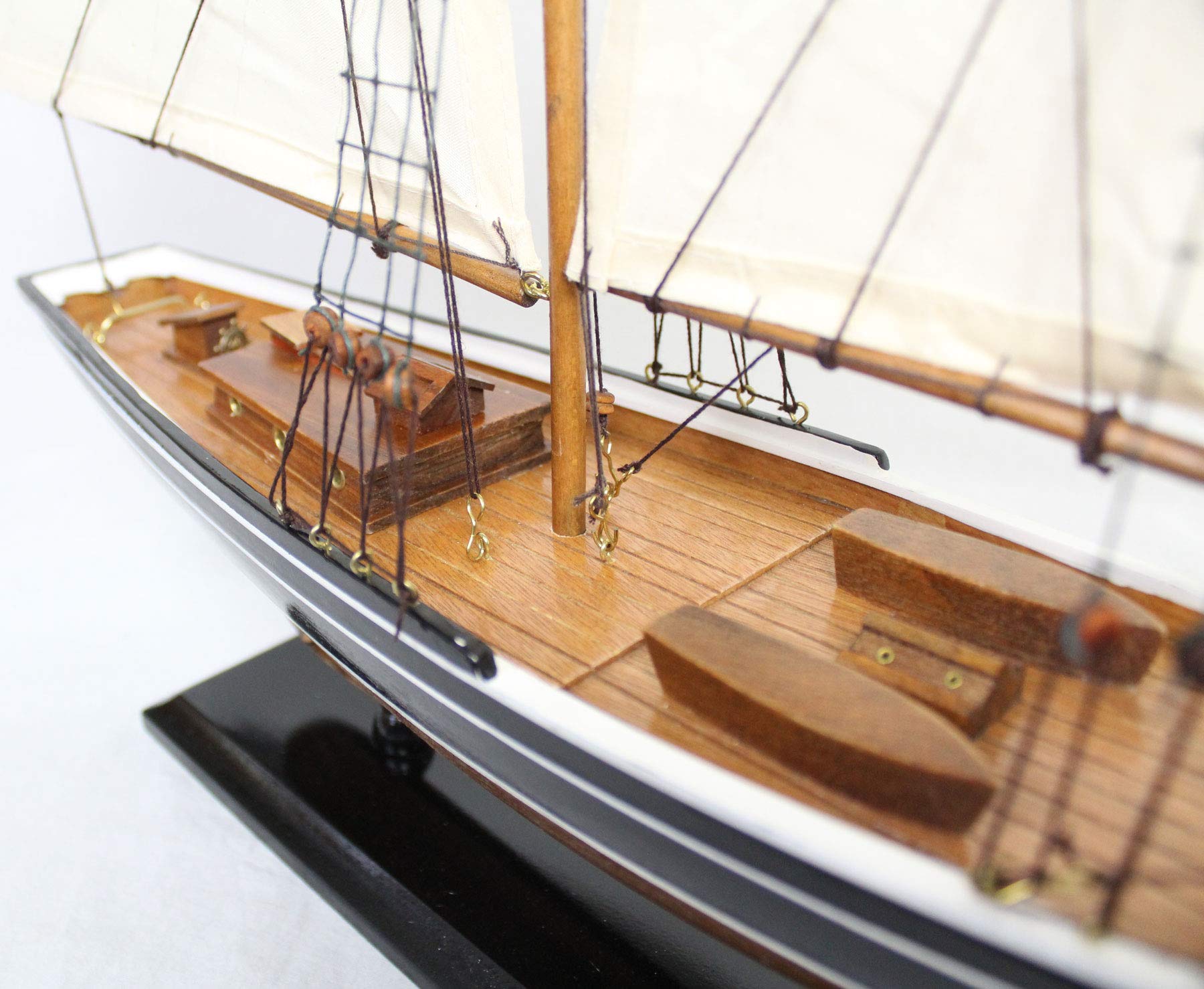 Antica 2000 Nave a vela modello a due piani in legno bluenose canadese