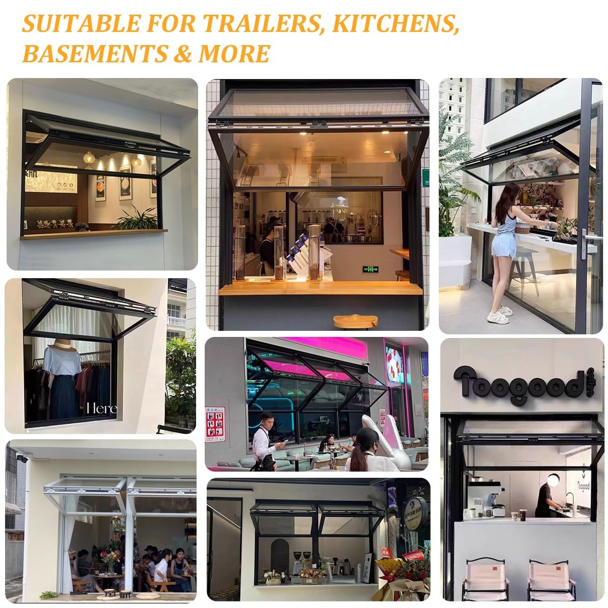 Finestre Pieghevoli Food Truck, Finestra Scorrevole Vetro A Filo, Porta Per Chiosco, Doppia Ghigliottina, Finestra Verticale Ventilazione, Per Bar(WxH 105x100cm/41.3x39.4")