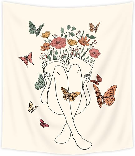 Miniatura 6 de SVBright Tapiz abstracto para colgar en la pared de tela de mariposa para mujer, 59 pulgadas de ancho x 51 pulgadas de alto, moderno de mediados de