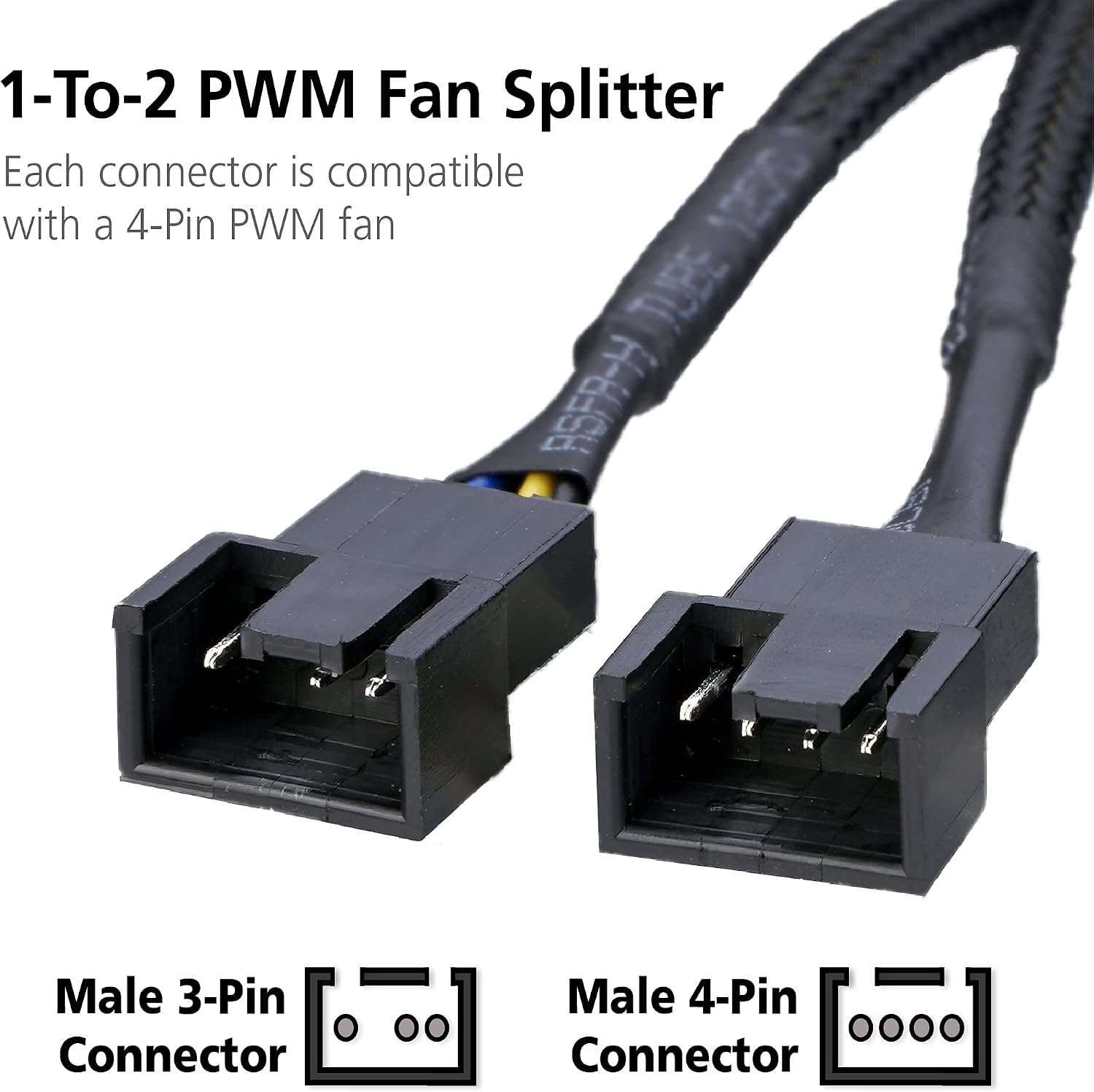 Akasa PWM Fan Splitter, Black, 4 Pack - Image 3