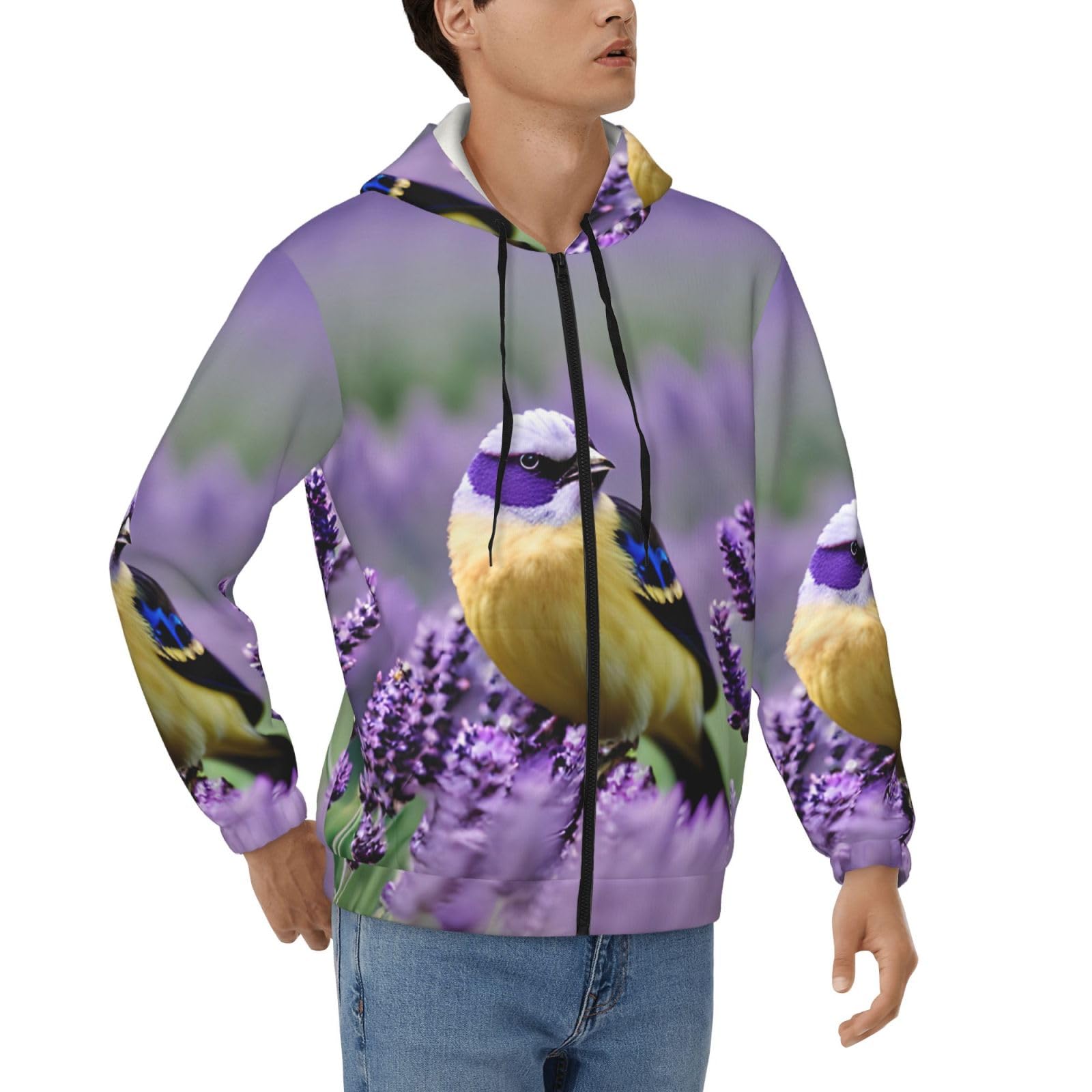 Pull à capuche pour homme motif floral veste zippée mi-saison confortable - 8