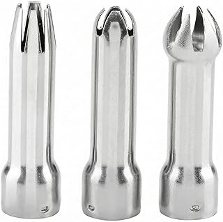 Piping Tips Set Compatible with Whipped Cream Dispenser, 3 Nozzle Attachments for Dessert Swirls and Filling, Easy Swap, Rinse-Clean, Home Use
