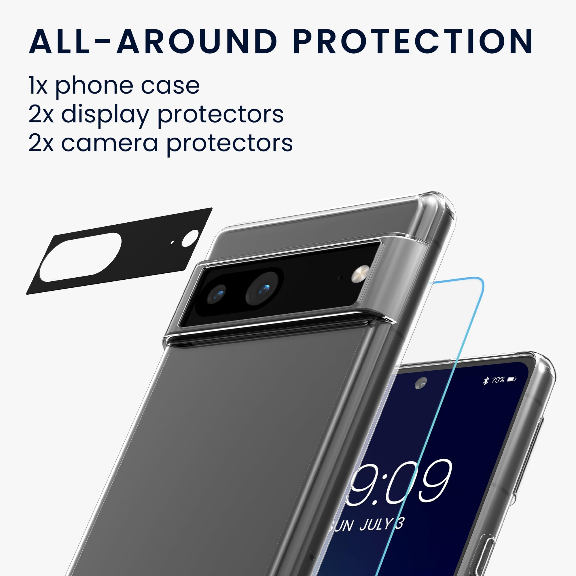 COMAKU Funda Compatible Con Google Pixel 8 Pro Case, Transparente TPU Chica Diseño Dama Carcasa 3D Motivo Flores Relieve Protector Case Cover - Panda