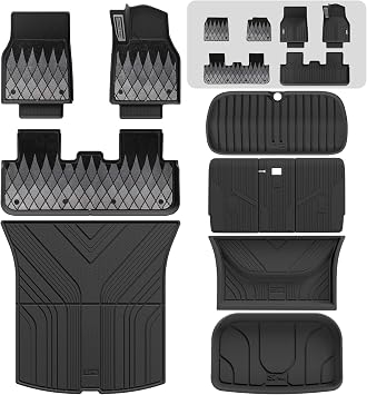 3W Floor Mats with Style Carpets for Tesla Model Y Juniper Premium Performance 2025 2026 New Not for Standard, All Weather Dog Friendly Full Coverage liners & Boot Liner & Seat Back Cover & Carpets