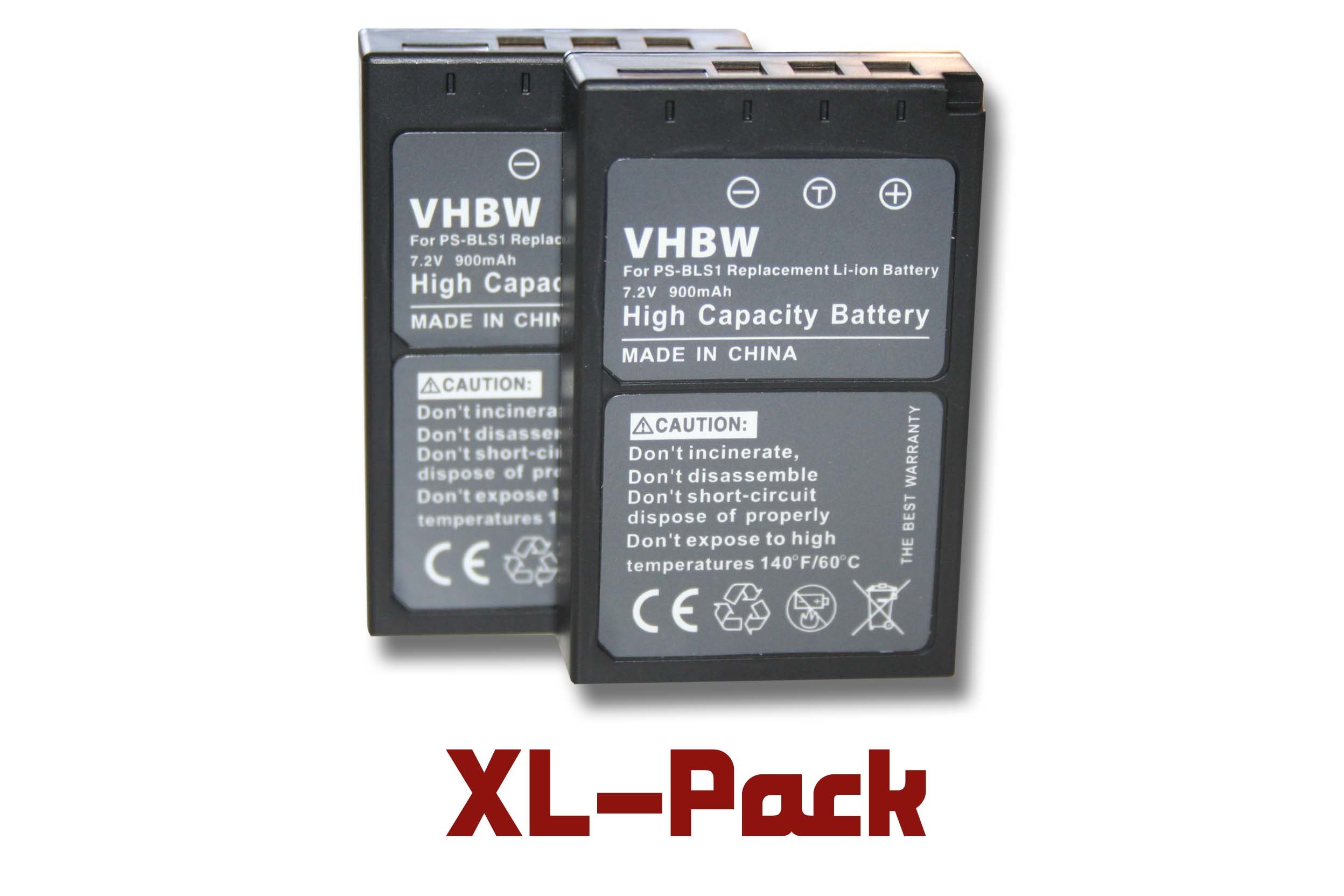 2x Vhbw Akku Für Olympus Pen Kameras – 900 MAh, 7,2 V, Kompatibel Mit E-PL Serie, Ersetzt BLS-5/BLS-50