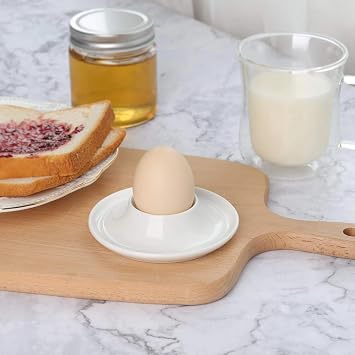 Soft Boiled Egg Holder Set,4 Pcs Egg Cups White Plastic Boiled Egg Cup Set Holder Egg Holders Round Stackable Egg Stand with Tray Suitable for Kitchen Boiled Eggs Breakfast Dinner