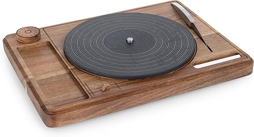 PICNIC TIME Tabla giratoria para quesos con cuchillo, tablero de charcutería de disco de vinilo retro, bandeja giratoria Lazy Susan para servir con