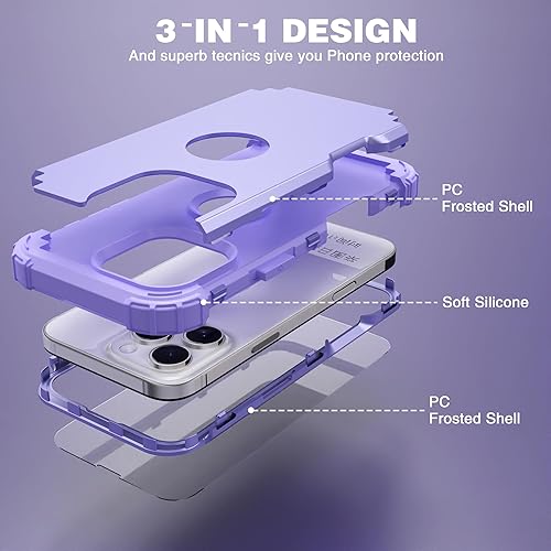 Miniatura 9 de IDweel Funda para iPhone 16 Pro Max con protector de pantalla, 3 en 1, a prueba de golpes, delgada, híbrida, resistente, cubierta de policarbonato