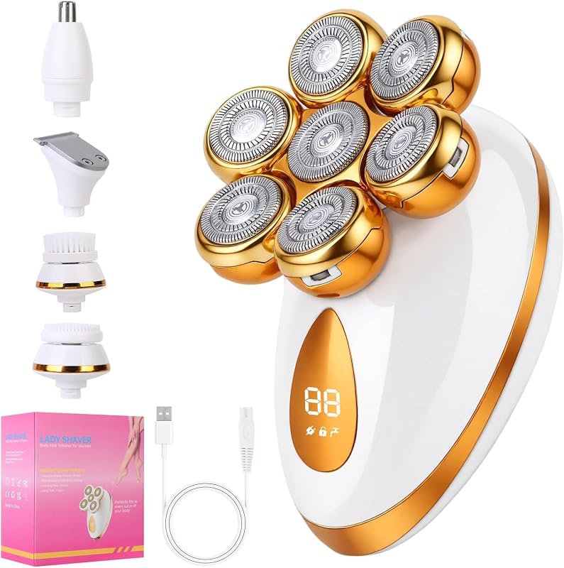 Mosago Barbeador elétrico feminino 5 em 1 com 7 cabeças e recarregável