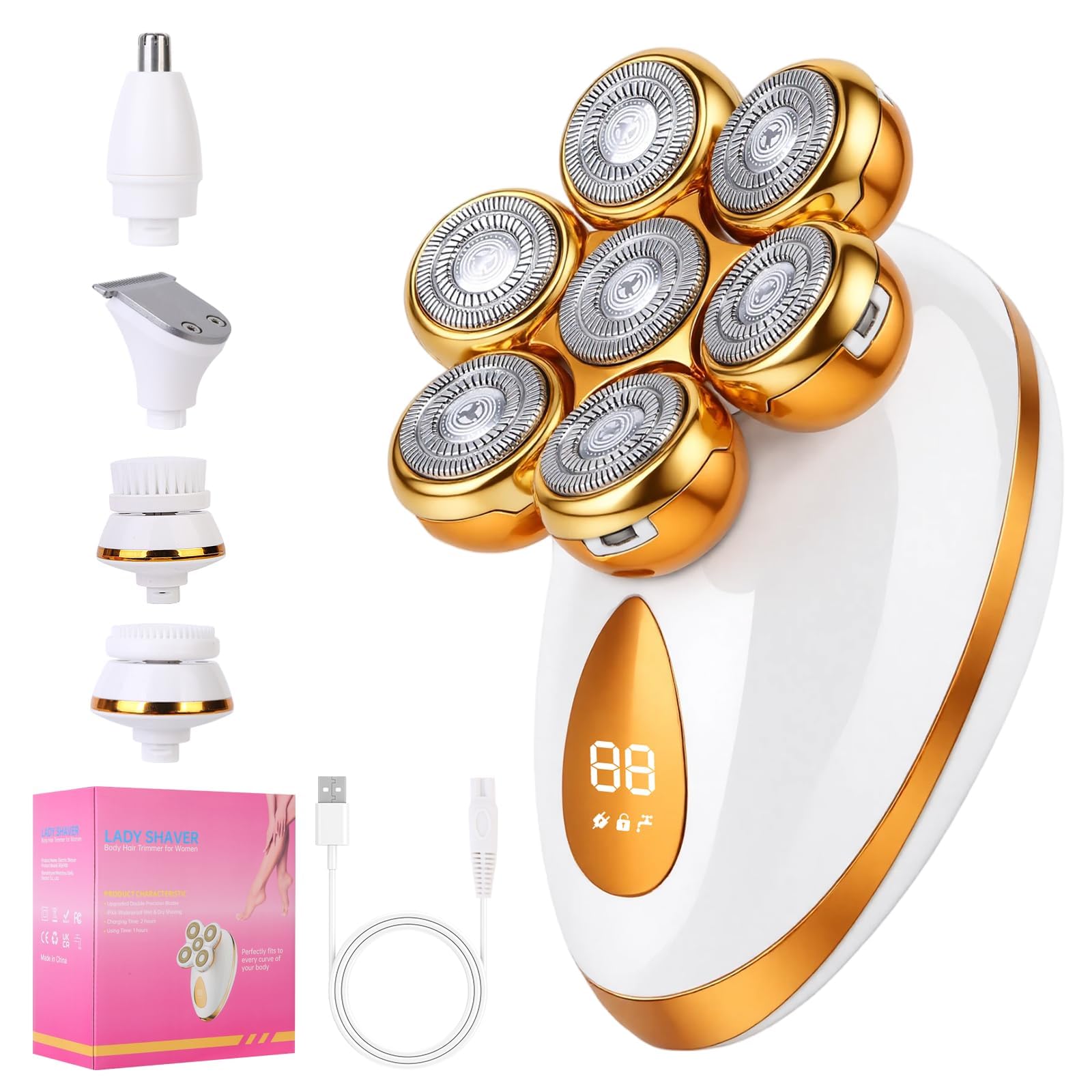 Mosago Electric Razors for Women, 7-Head 5 in 1 Rechargeable Dusk Shaver