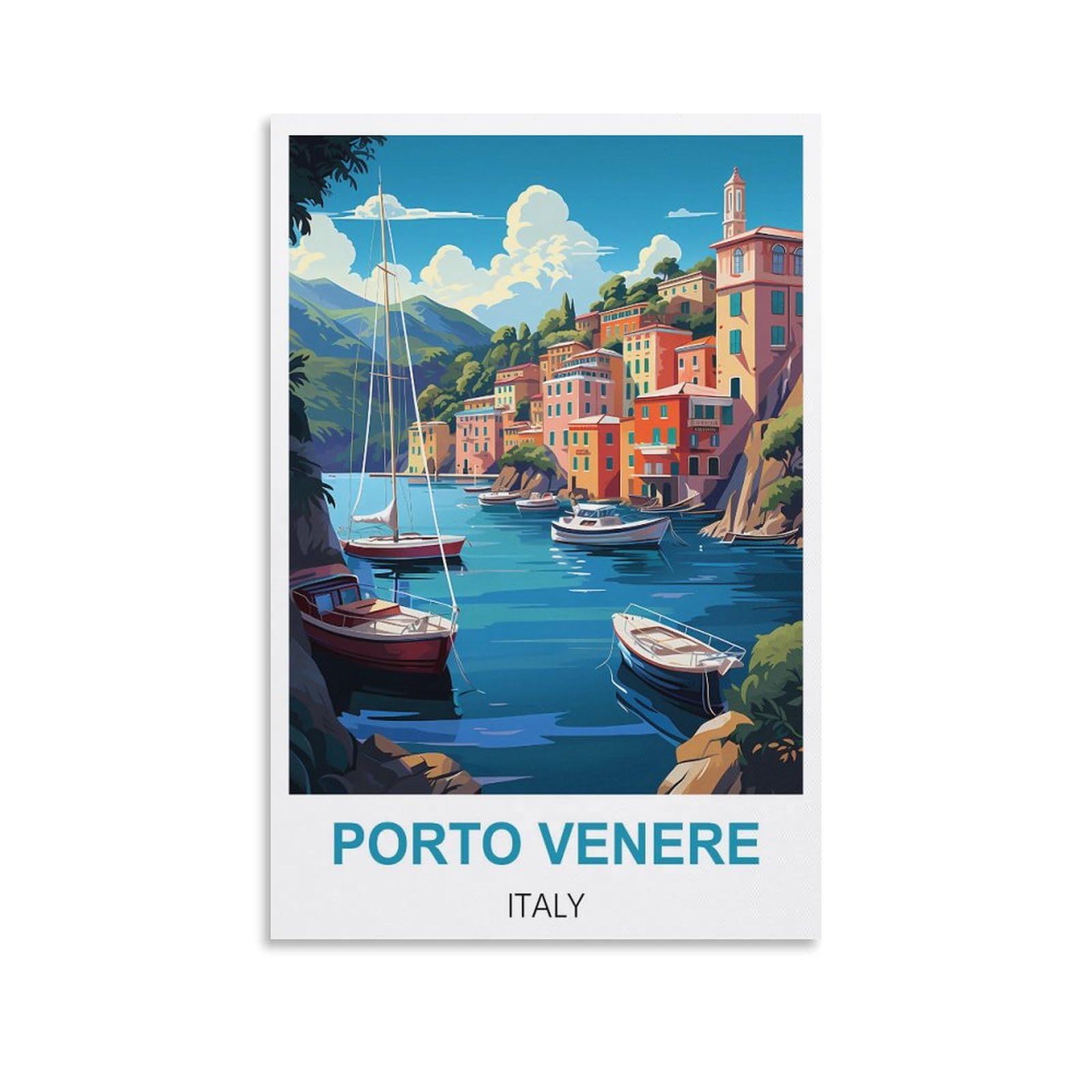Retro Vintage Wall tin Plaque,Porto Venere Italy Vintage Signs Home Kitchen Rustic Travel Metal Signs Wall Art Decor 30x30cm