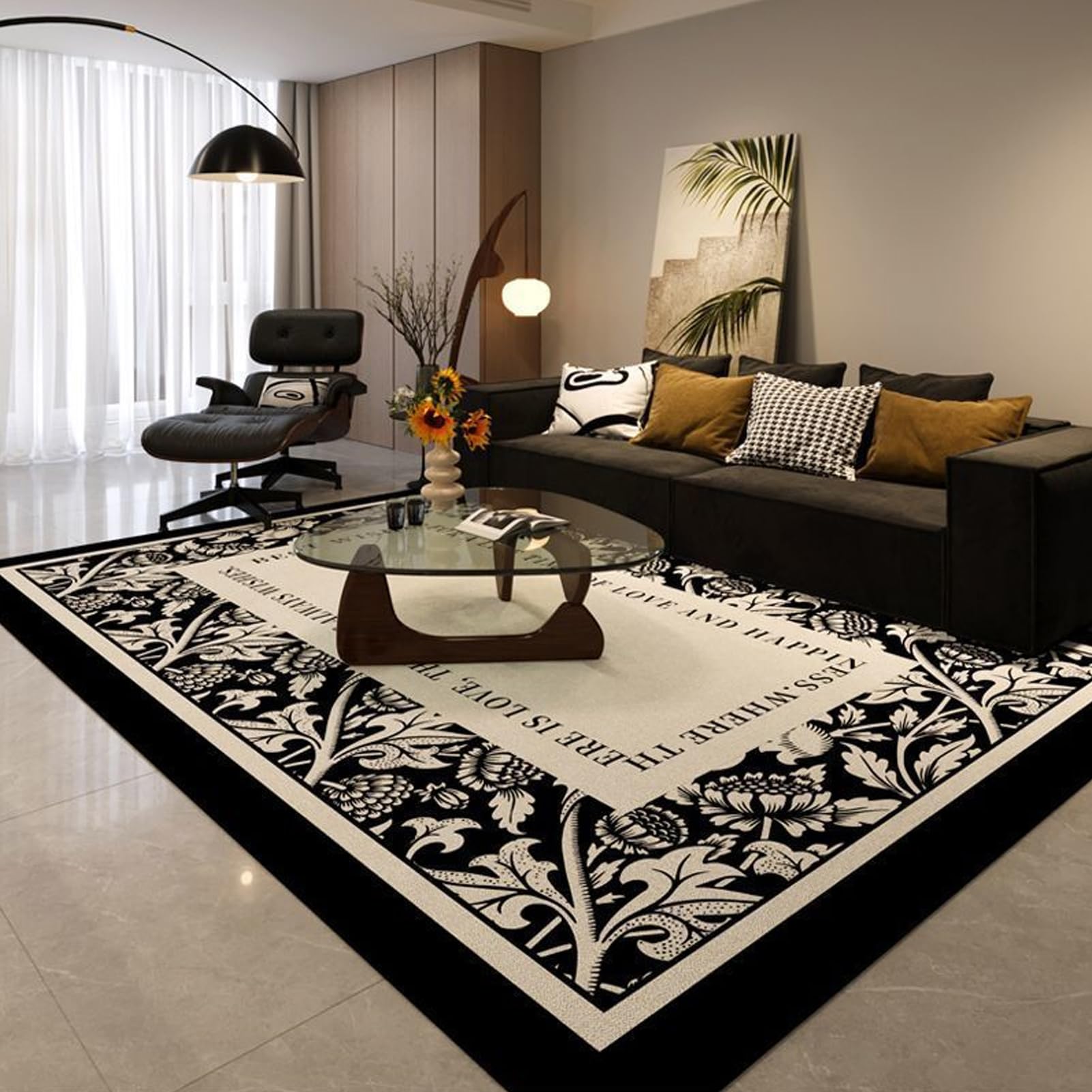 Tapis doux 140 x 200 cm antidérapant style abstrait moderne
