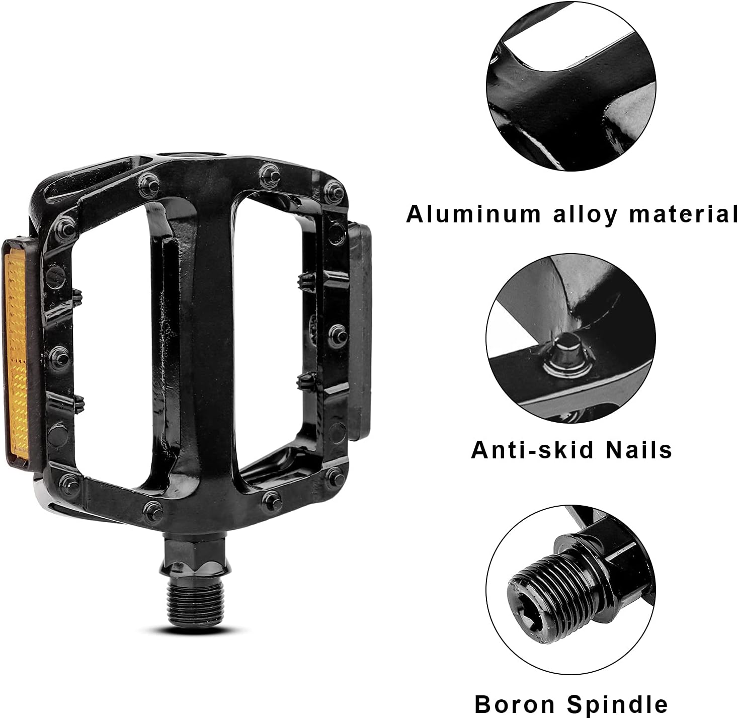 AVASTA Mountain Bike Pedal, Aluminum Alloy Flat Platform Bicycle Pedals with Reflector for Road Bike and MTB, Sealed ZU Bearing, Threads Size 9/16 Inch，Silver : Sports & Outdoors