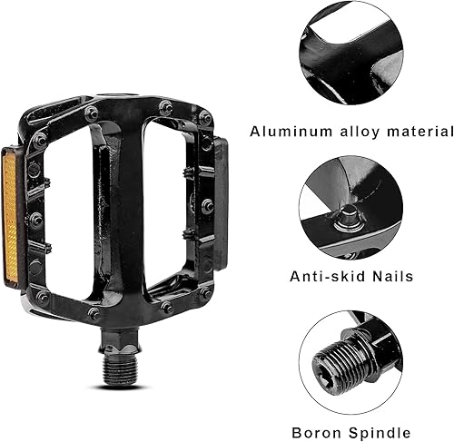 Miniatura 3 de AVASTA Pedales de bicicleta, pedales de bicicleta de aleación de aluminio con reflector para bicicleta de montaña, bicicleta de carretera y otras