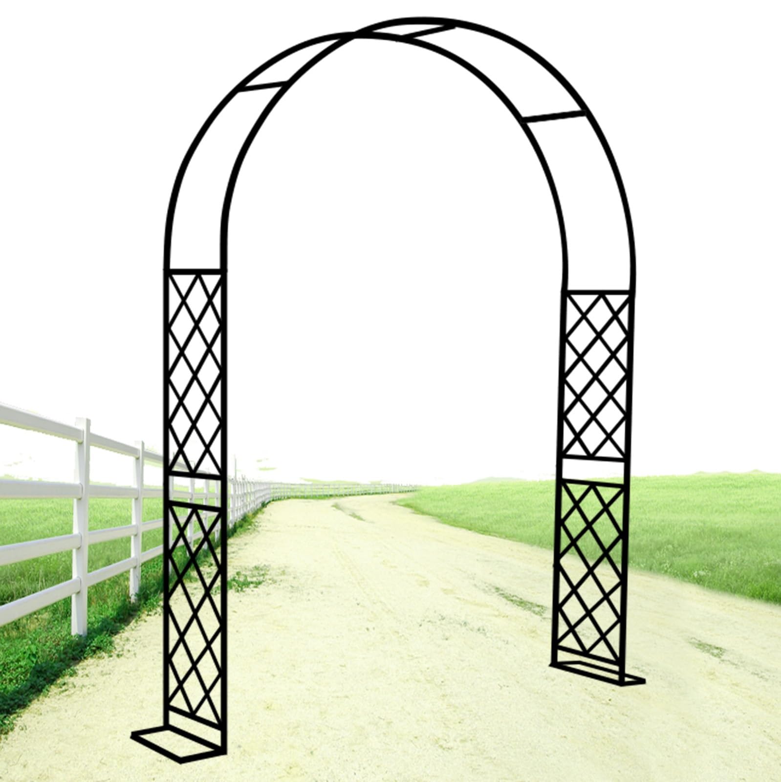 Arco per pergolato da giardino in acciaio resistente, per piante rampicanti e rose, supporto per pergola, resistente, disponibile da 140 x 230 cm a 280 x 250 cm, elegante finitura nera