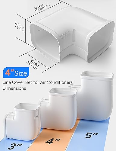 Miniatura 9 de Kit de cubierta de conector de acoplador de 3 pulgadas, accesorios para aires acondicionados sin conductos y bombas de calor, PVC decorativo