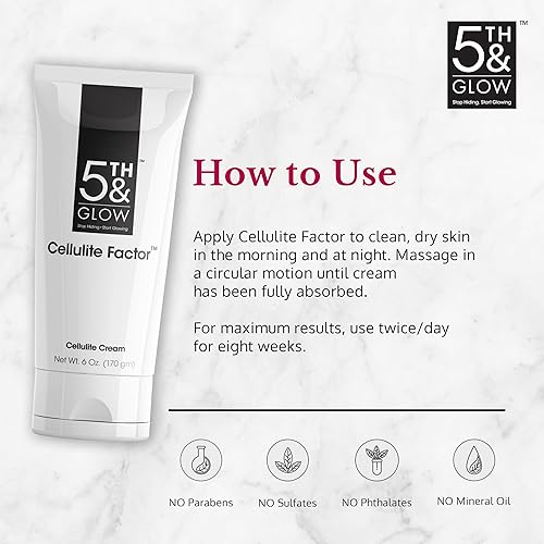 Miniatura 5 de 5th & Glow Factor de celulitis, crema para la celulitis, loción reafirmante de la piel para la celulitis, reduce la apariencia de hoyuelos de