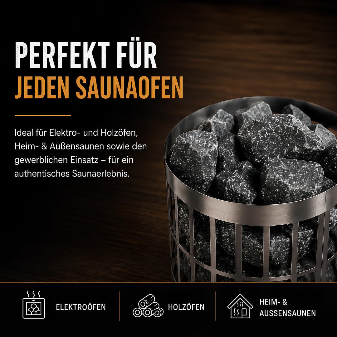 Diabase Pierres pour sauna 50-80 mm (20,0 kg) 1,44/kg