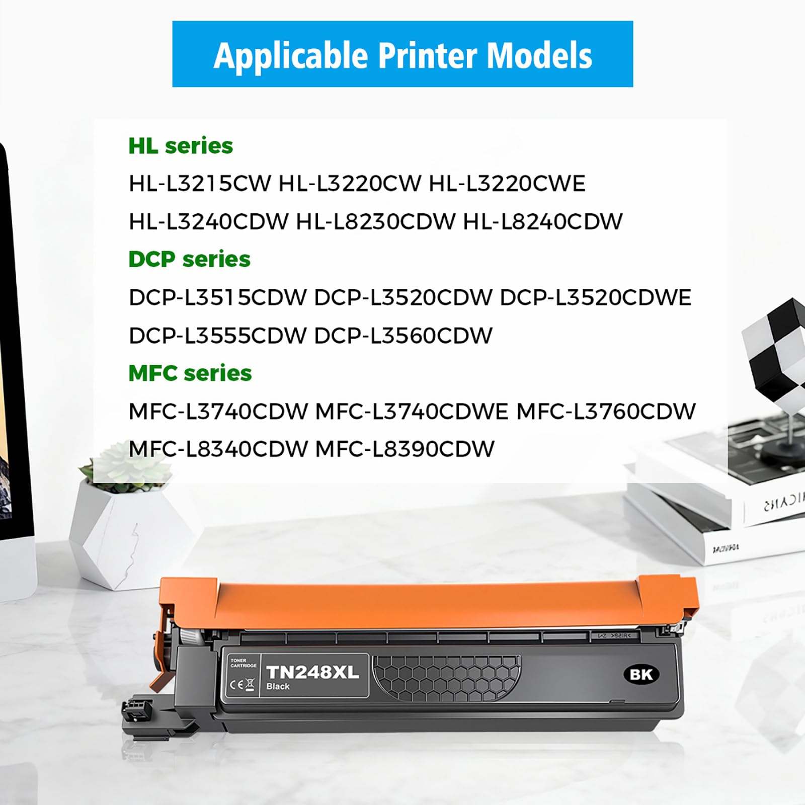 248XL TN248XL TN-248XL Cartouches de Toner Compatibles 4 Couleurs Haute Capacité pour Imprimante Brother MFC-L3740CDWE MFC-L3760CDW MFC-L3740CDW DCP-L3520CDWE HL-L3220CWE HL-L3240CDW DCP-L3560CDW