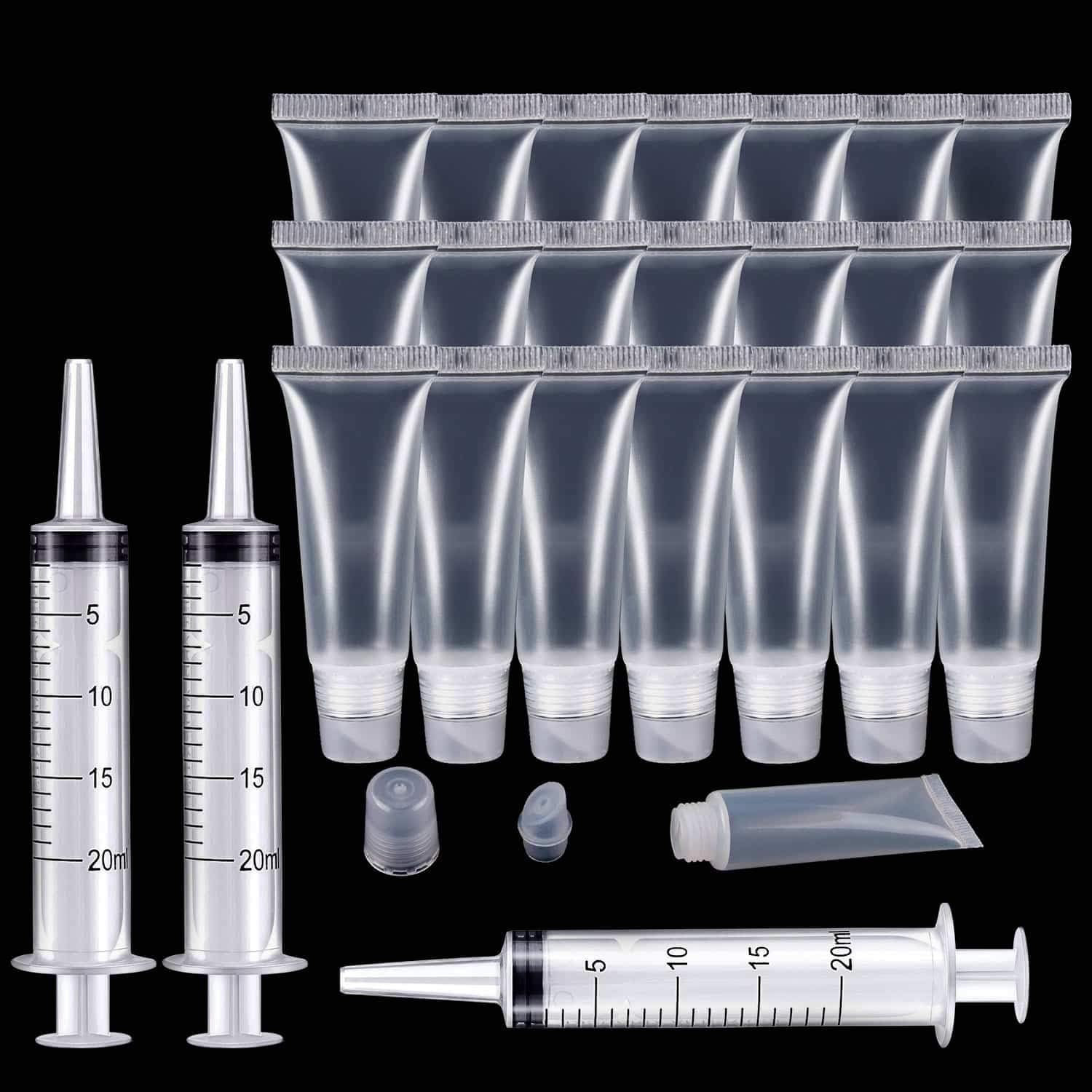 Rolybag 22 Packs Empty Lip Gloss Tubes Containers(10ml),Travel empty bottle,Refillable Soft Cosmetic Squeeze Tubes For Women & Girls DIY Lip Gloss Cosmetics