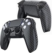 eXtremeRate Graphite Carbon Fiber Replacement Front Housing Shell Touchpad & Decorative Trim Shell & Bottom Shell Compatible with ps5 Controller BDM-010 BDM-020 BDM-030 - Controller NOT Included