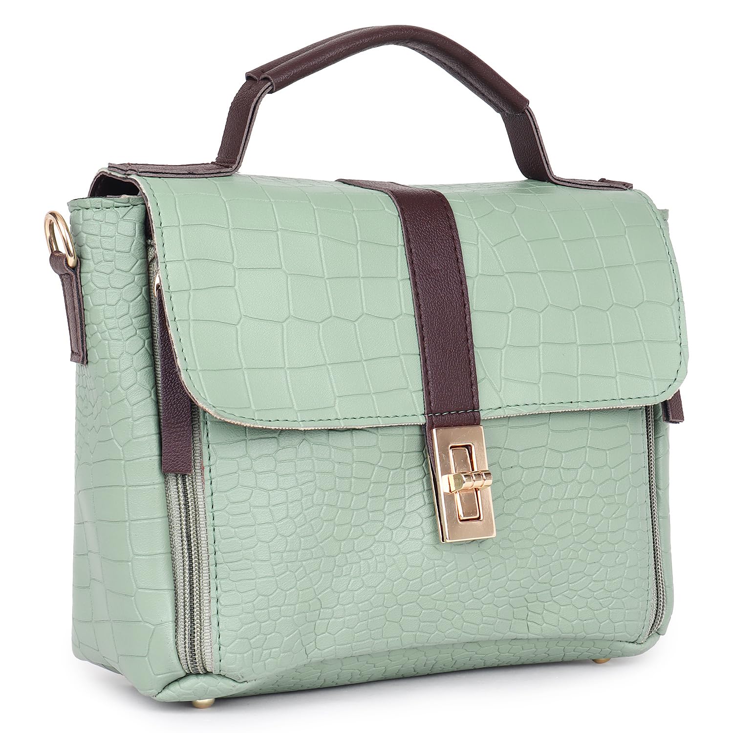 LEGAL BRIBE Womens Crock Flap Sling Bag (Green) (B0D47KKX6Z) Amazon Price History, Amazon Price Tracker