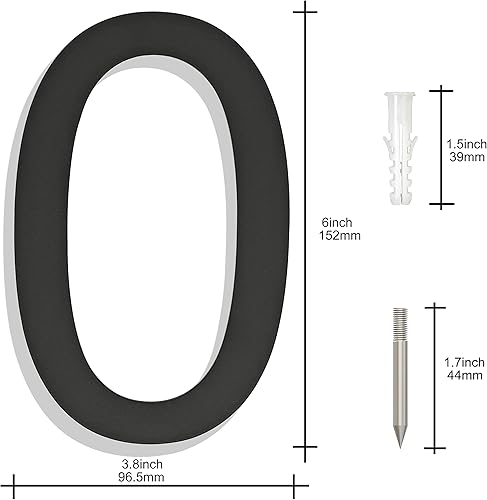 Miniatura 26 de Números grandes de acero inoxidable de 8 pulgadas, número de puerta de dirección de casa moderno negro para exterior, fácil de instalar, negro mate