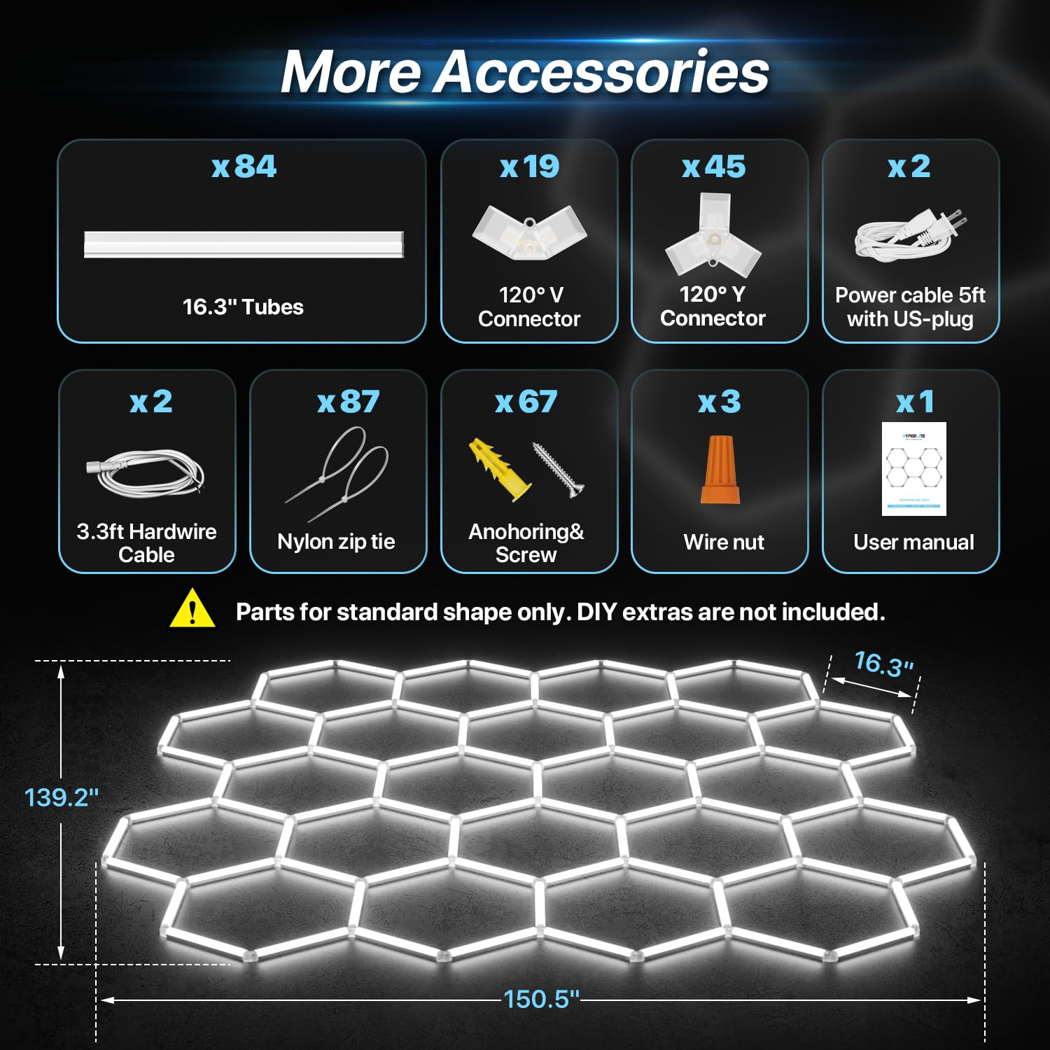 HYPERLITE Gen II Hexagon Garage Lights: 581W 58100LM 22 Grids
