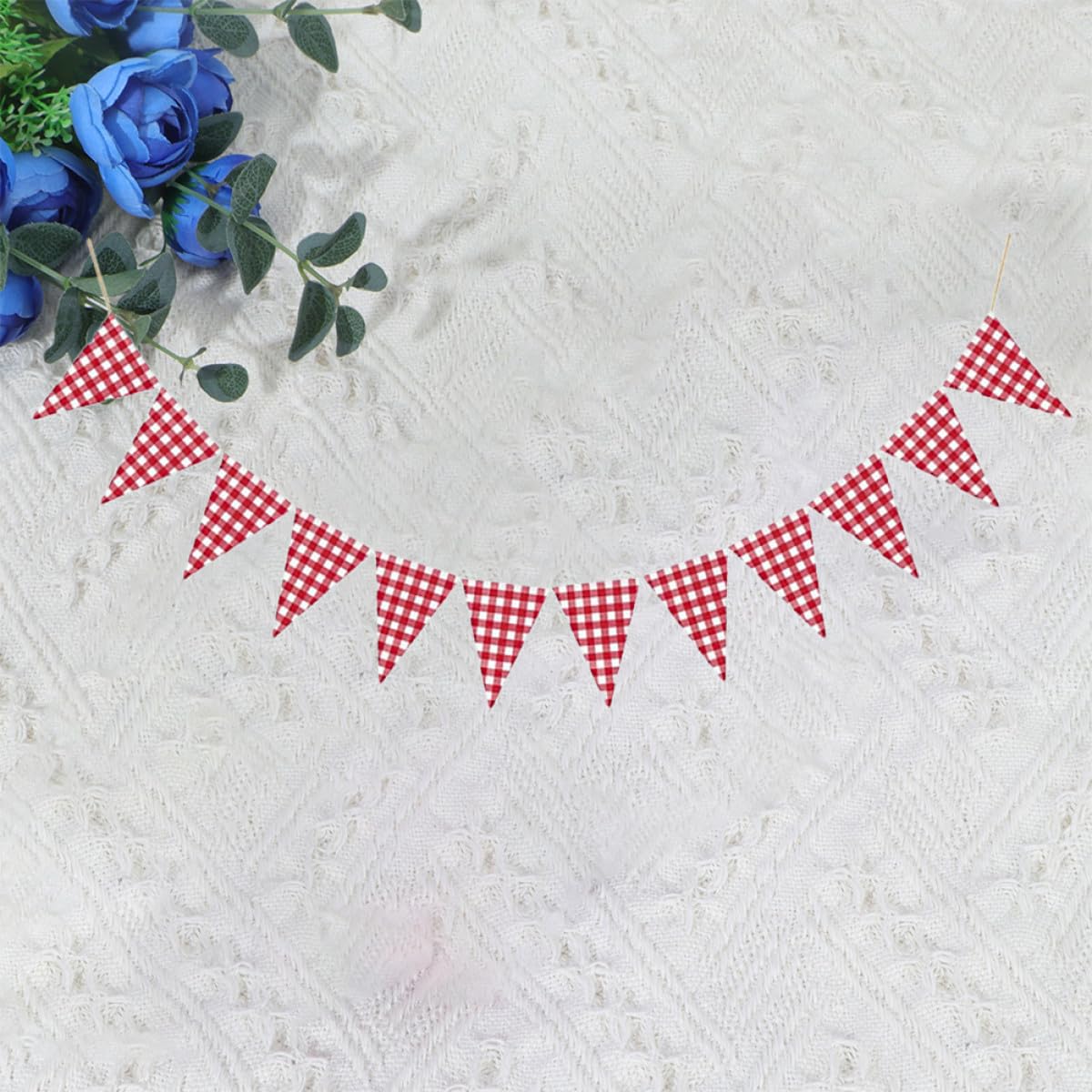 Abaodam 3 Banderines Triangulares Grandes A Cuadros Banderines Rojos Y Festivos Para Fiestas Y Decoraciones Navideñas.