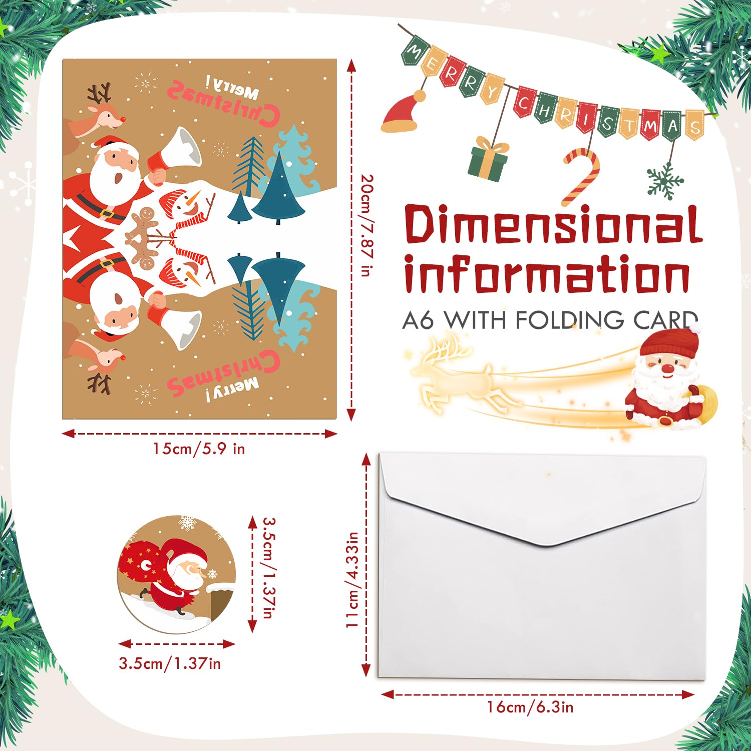 Tarjetas Navideñas Con Sobres TOYMIS - 24 Piezas, 7.6x7.6 Cm, Diseños Variados (árbol, Renos, Muñecos De Nieve...)