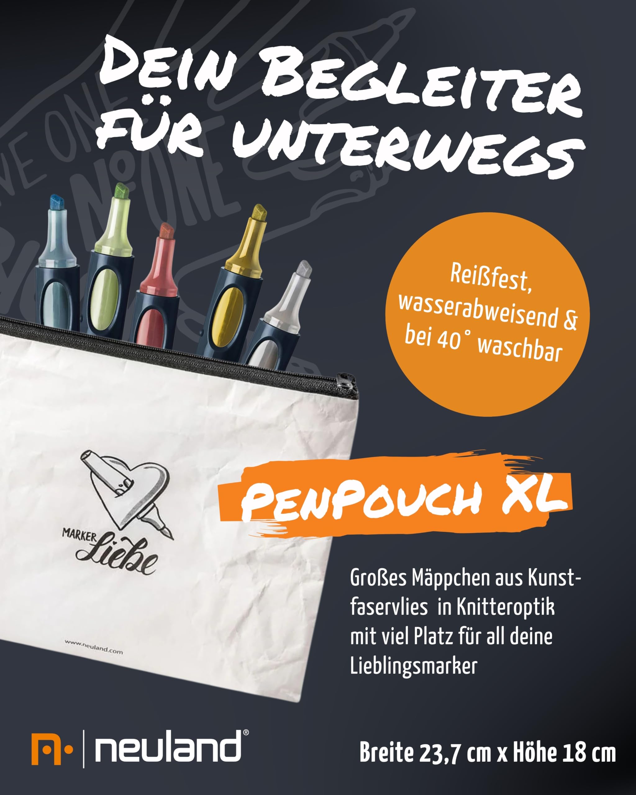 Neuland Metallic Moments Set I 5 Metallic-Marker mit Keilspitze 2-6 mm inkl. Skizzenbuch & Stiftemäppchen I Nachfüllbare, ergonomische Marker & Zubehör I Ideal für kreative Visualisierungen