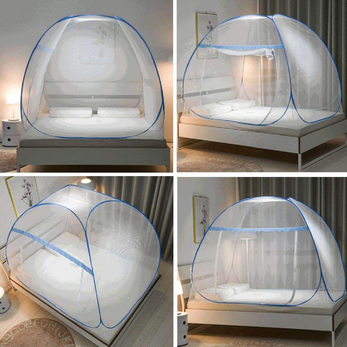 Baldacchino Per Lettino Wonder Space - Tenda Principessa Con Pompon, Rete Zanzariera, Beige - Foto 6